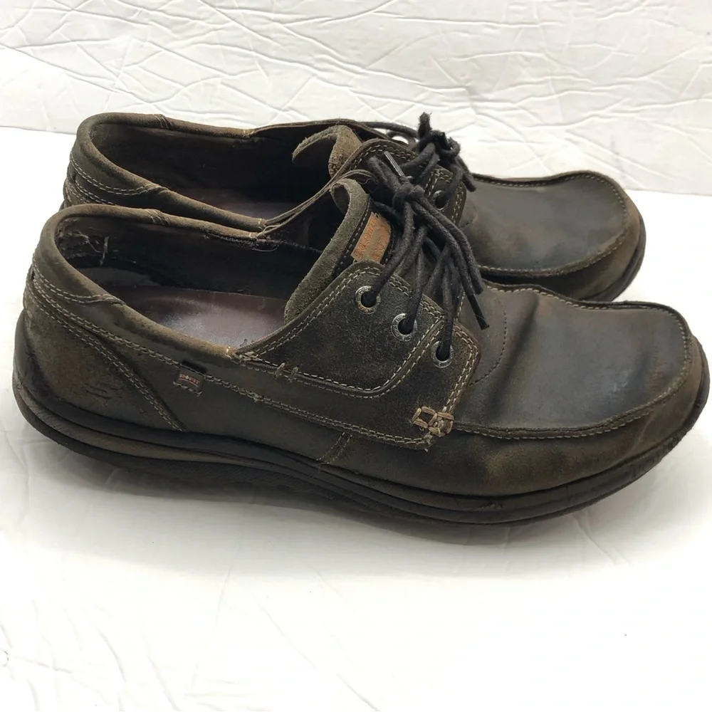 Skechers Boat Shoes Tevin Mens Size 9.5 Leather Brown 63822